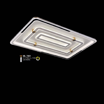 SN - ML7801: Đèn áp trần LED Mica chữ nhật - KT: L1100mm x W700mm - Đèn LED 425W - Ánh sáng đổi 3 màu - Remote