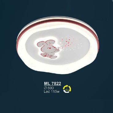 ML 7822: Đèn áp trần LED  Mica - KT: Ø500mm - Đèn LED 115W - ánh sáng đổi 3 màu