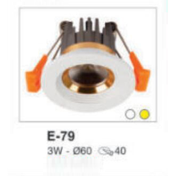 E- 79: Đèn LED âm trần 3W, 1 chế độ ánh sáng ( trắng/vàng)