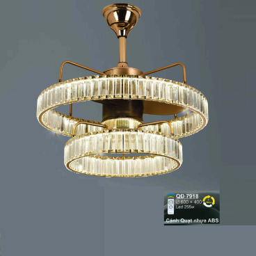 Q 7918: Quạt trần đèn Phale 2 tầng LED đổi màu