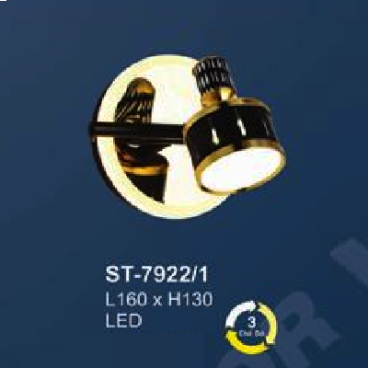 AN - ST - 7922/1: Đèn rọi tranh/gương đơn - KT: L160mm x H130mm - Đèn LED đổi 3 màu