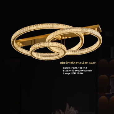 CODE: 7928 -198+1X: Đèn áp trần Phale - KT: Ø(400+600+800)mm - Đèn LED 198W