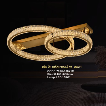 CODE: 7928 -108+1X: Đèn áp trần Phale - KT: Ø400mm + Ø600mm - Đèn LED 108W