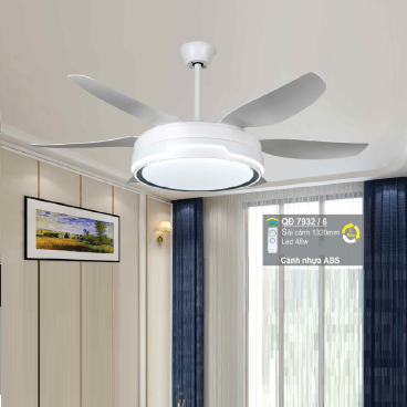 QD 7932/6: Quạt trần 6 cánh nhựa ABS, đèn LED đổi 3 màu