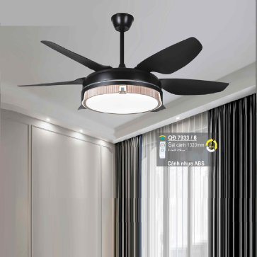 QD 7933/6: Quạt trần 6 cánh nhựa ABS, đèn LED đổi 3 màu