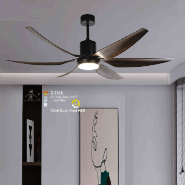 Q 7936: Quạt trần đèn LED 6 cánh nhựa ABS
