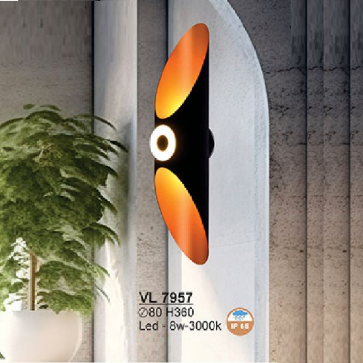 VL  7957: Đèn gắn tường LED - KT: Ø80mm x H380mm - Đèn LED 8W ánh sáng vàng 3000K