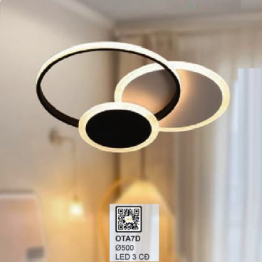 OTA7D: Đèn áp trần LED Mica - KT: Ø500mm - Đèn LED đổi 3 màu