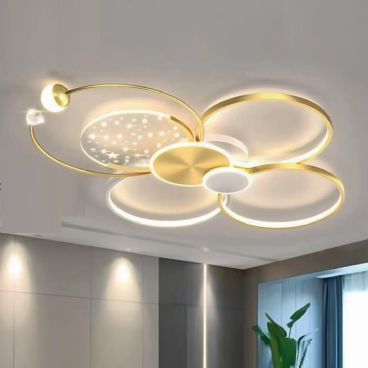 35 - OTA7X6VANG: Đèn áp trần LED Mica 7 cánh - KT: L1100mm x W1000mm - Đèn LED 240W ánh sáng đổi 3 màu