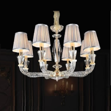 35 - DC8898T8: Đèn chùm  8 tay, chao dù vải - KT: Ø740mm x H430mm - Bóng đèn E14 x 8 bóng