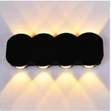 AN - VL - 8102/8 - BK: Đèn gắn tường ngoài trời - KT: L210mm x H80mm - Đèn LED 8W, ánh sáng vàng 3500K