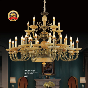 CODE: 8001/24+6: Đèn chùm đồng nến 30 tay - KT: Ø1140mm x H900mm - Bóng đèn nến E14 x 30 bóng