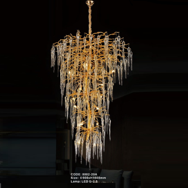 CODE: 8002 - 20A: Đèn thả Phale - KT: Ø900mm x H1600mm - Đèn LED