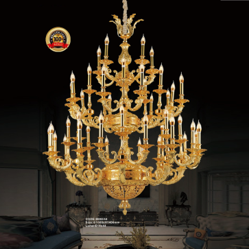 CODE: 8008/44: Đèn chùm đồng nến 44 tay - KT: Ø1380mm x H1400mm - Bóng đèn E14 x 44 bóng