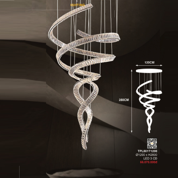 3 - TPL801T1200: Đèn thả vòng Phale LED - KT: 1200mm x H2800mm - Đèn LED đổi 3 màu