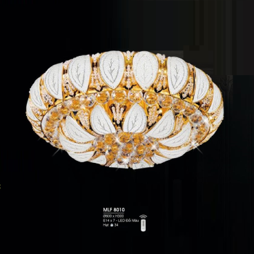 H -  MLF 8010: Đèn áp trần Phale, 34 hạt Phale - KT: Ø600mm  x  H300mm - Đèn LED SMD đổi màu + Đèn chân E14 x 7 bóng - Remote