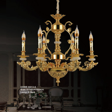 CODE: 8013 - 6: Đèn chùm nến 6 tay - KT: Ø710mm x H560mm - Bóng đèn E14 x 6 bóng
