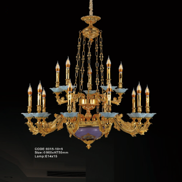 CODE: 8015 - 10+5: Đèn chùm nến 15 tay - KT: Ø960mm x H750mm - Bóng đèn nến E14 x 15 bóng