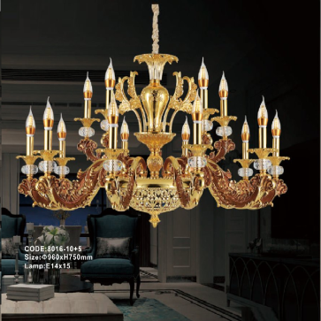 CODE: 8016-10+5: Đèn chùm nến 15 tay - KT: Ø960mm x H750mm - Bóng đèn nến E14 x 15 tay