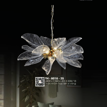 TH - 8018-25: Đèn thả - KT: Ø800mm x H360mm - Bóng Đèn LED x18 bóng ánh sáng vàng 3500K