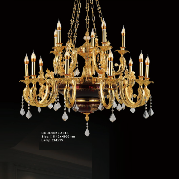 CODE: 8019 -10+5: Đèn chùm nến 15 tay - KT: Ø1140mm x H900mm - Bóng đèn nến E14 x 15 bóng