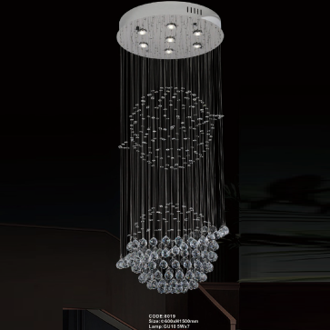 CODE: 8019: Đèn thả dây Hạt Phale - KT: Ø600mm x H1500mm - Đèn LED GU 10 5W x 7 bóng