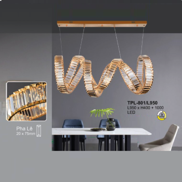 A - TPL - 801/L950: Đèn thả LED Phale gắn ngang - KT: L950mm x H400mm + 1000mm - Đèn LED đổi 3 màu