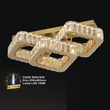 CODE: E802/650: Đèn áp trần LED - KT: L650mm x W400mm - Đèn LED 185W ánh sáng đổi 3 màu