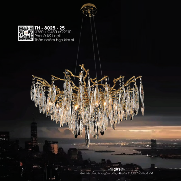 TH - 8025-25: Đèn thả LED Phale K9 - KT: Ø760 mm x H450mm - Bóng Đèn LED G9 x 10 bóng