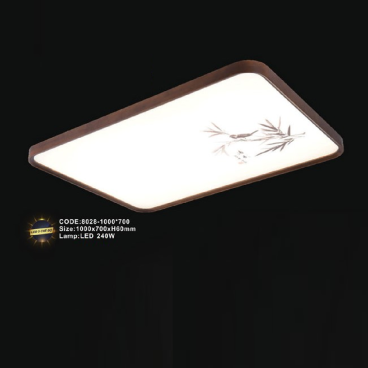 CODE: 8028 -1000*700: Đèn áp trần LED - KT: L1000mm x W700mm x H60mm - Đèn LED 240W  ánh sáng đổi 3 màu