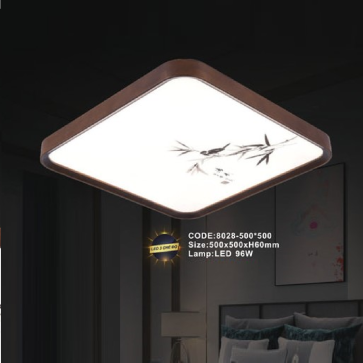CODE: 8028-500*500: Đèn áp trần LED - KT: L500mm x W500mm x H60mm - Đèn LED 96W  ánh sáng đổi 3 màu