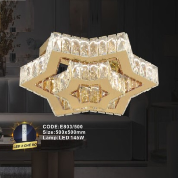 CODE: E803/500: Đèn áp trần LED - KT: L500mm x W500mm - Đèn LED 145W ánh sáng đổi 3 màu