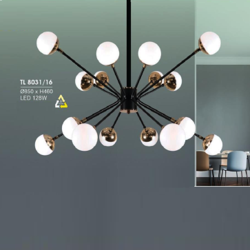 HF - TL 8031/16: Đèn chùm LED 16 bóng - KT: Ø850mm x H460mm - Đèn LED 120W đổi 3 màu