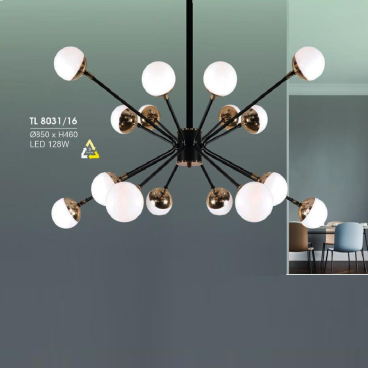 HF - TL 8031/16: Đèn chùm LED 16 bóng - KT: Ø850mm x H460mm - Đèn LED 120W đổi 3 màu
