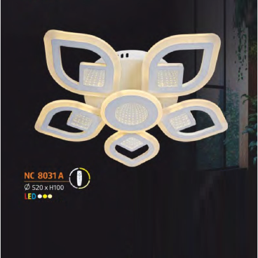 NC 8031A: Đèn áp trần LED Mica - KT: Ø520mm x H100mm - Đèn LED đổi 3 màu  - remote