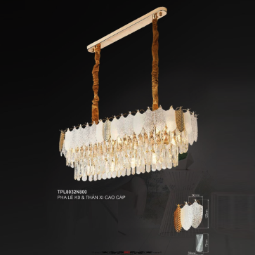 35 - TPL8032N800: Đèn thả Phale ngang - KT: L800mm x W300mm  H250mm - Bóng đèn E14 x 10 bóng