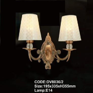 CODE: DV8036/2: Đèn gắn tường đôi - KT: 195mm x 335mm x H350mm - Bóng đèn E27 x 2