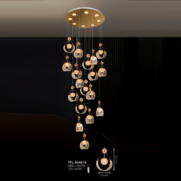 A - TPL - 8048/18: Đèn thả LED Phale 18 bóng  - KT: Ø800mm x H2700mm - Đèn LED ánh sáng vàng 3000K