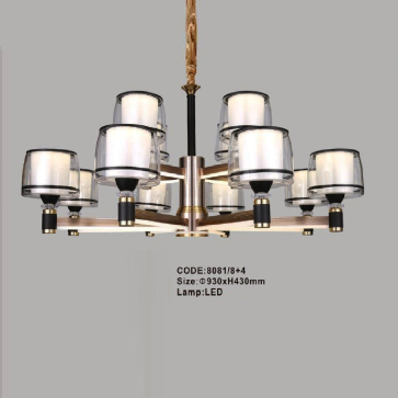 CODE: 8081/8+4: Đèn chùm LED 12 tay - KT: Ø930mm x H430mm - Đèn LED đổi 3 màu