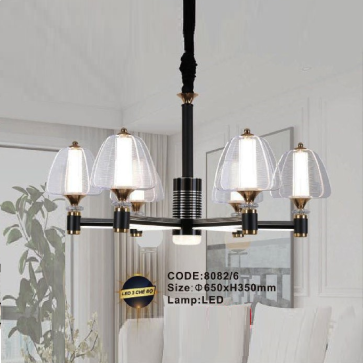 CODE: 8082/6: Đèn chùm LED 6 tay - KT: Ø650mm x H350mm - Đèn LED đổi 3 màu