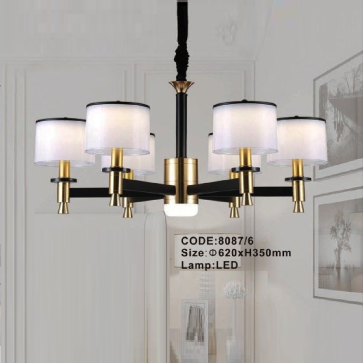 CODE: 8087/6: Đèn chùm LED 6 tay - KT: Ø620mm x H350mm - Đèn LED đổi 3 màu