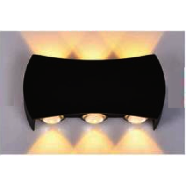 AN - VL - 8089/6 - BK: Đèn gắn tường ngoài trời - KT: L170mm x H85mm - Đèn LED 6W ánh sáng vàng