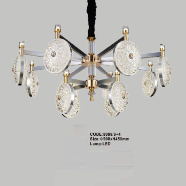 CODE: 8089/8+4: Đèn chùm LED 12 tay - KT: Ø900mm x H450mm - Đèn LED đổi 3 màu