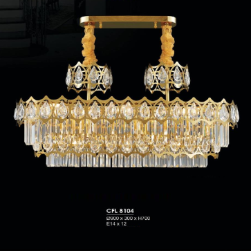 HF -  CFL  8104: Đèn thả Phale ngang - KT: L900mm x W300mm x H700mm - Bóng đèn E14 x 12 bóng