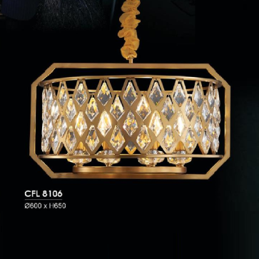 HF -  CFL  8106: Đèn thả Phale - KT: Ø600mm  x H650mm - Bóng đèn E14 x 8 bóng
