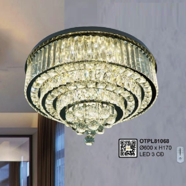 35 - OTPL81068: Đèn áp trần LRF Phale - KT: Ø600mm x H170mm - Đèn LED đổi 3 màu
