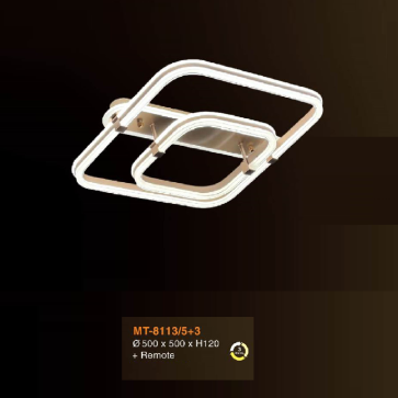 MT - 8113/5+3: Đèn áp trần 2 vòng LED - KT: L500mm x W500mm x H120mm - Đèn LED đổi 3 màu