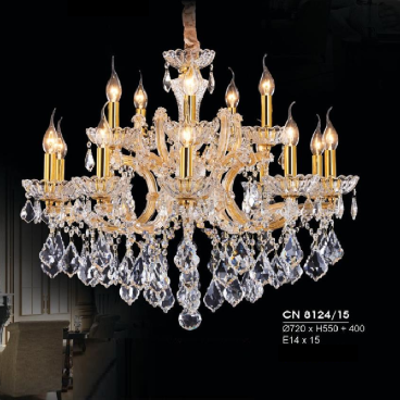 HF - CN 8124/15: Đèn chùm nến Phale 15 tay - KT: Ø720mm x H550mm + 400mm - Đèn chân E14 x 15 bóng