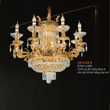 VE - CN - 8125/8: Đèn chùm nến Phale 8 tay - KT: Ø780mm x H660mm - Bóng đèn nến E14 x 8 bóng