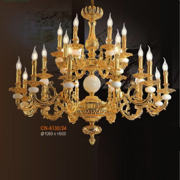 VE - CN - 8130/24: Đèn chùm nến 24 tay - KT: Ø1060mm x H900mm - Bóng đèn nến chân E14 x 24 bóng